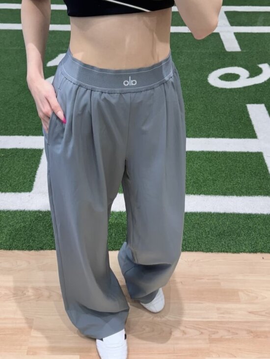 ALO Yoga Pants - Alo Yoga Regular High Waist Straight Leg Casual Pants Steel Gray🔘New With Tags✨